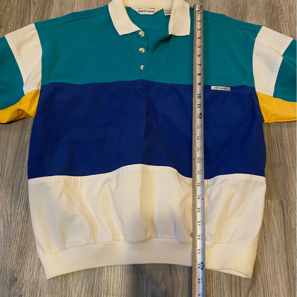 Vintage Pierre Cardin Polo Shirt T Shirt Small 80s Teal Size Medium - Picture 4 of 6